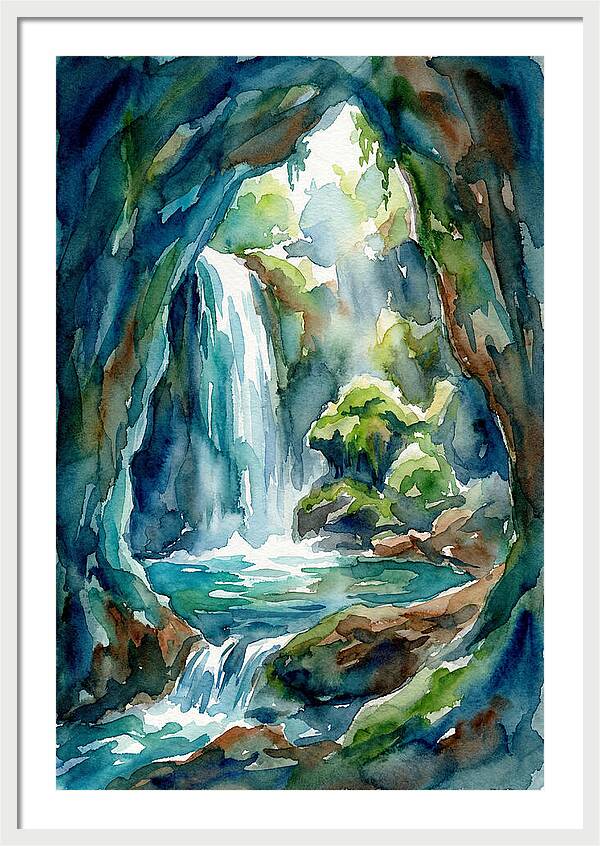 Waterfall In A Cave