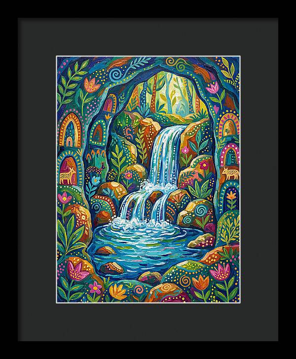 Waterfall In A Colorful Cave