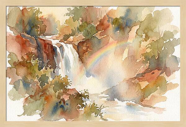 Waterfall Mist Catching Rainbow