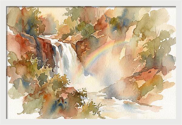 Waterfall Mist Catching Rainbow