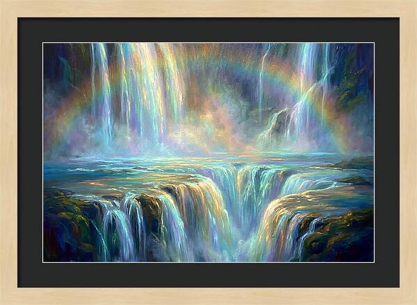 Waterfalls Under Rainbow