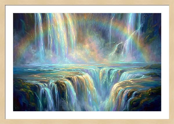Waterfalls Under Rainbow