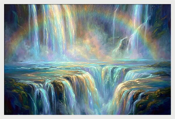 Waterfalls Under Rainbow