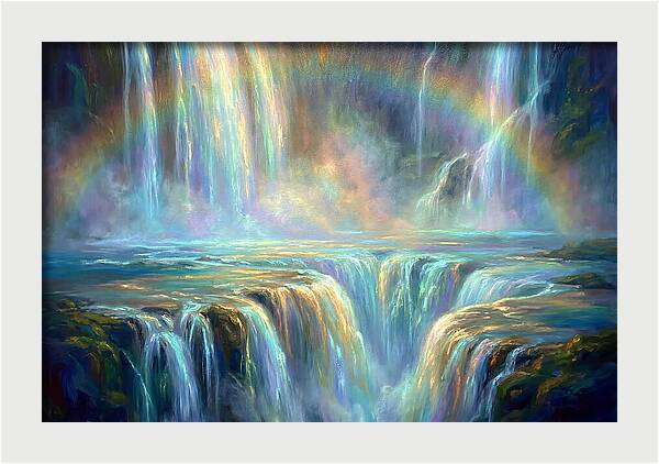 Waterfalls Under Rainbow