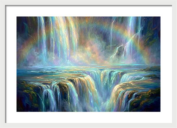 Waterfalls Under Rainbow