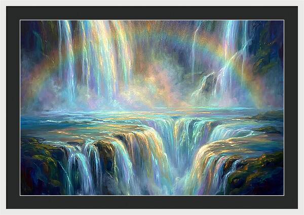 Waterfalls Under Rainbow
