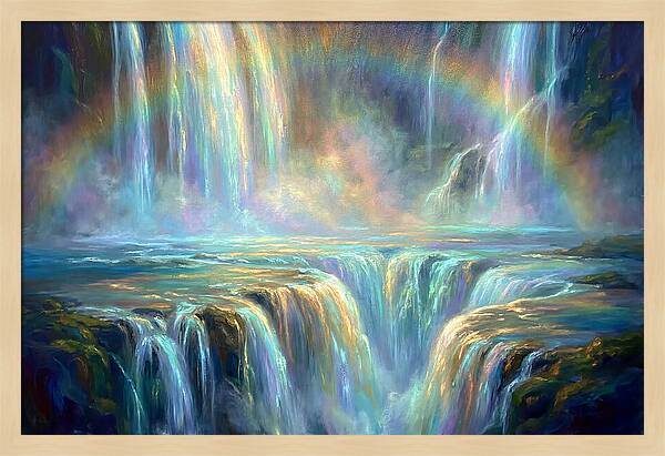 Waterfalls Under Rainbow