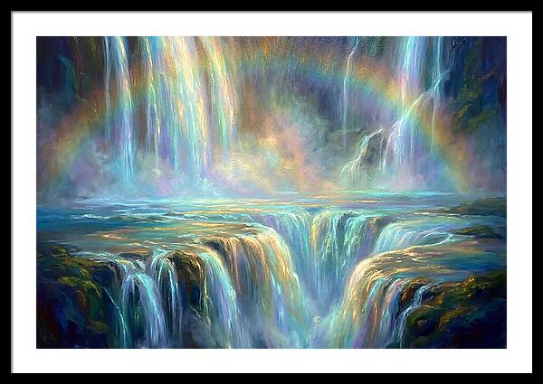Waterfalls Under Rainbow
