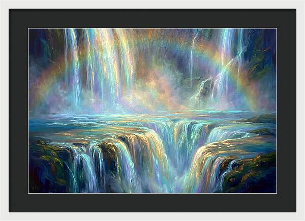 Waterfalls Under Rainbow