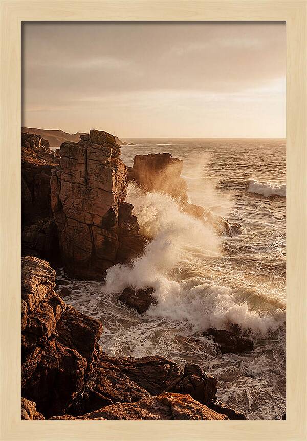 Waves Crashing Against Ancient Stone