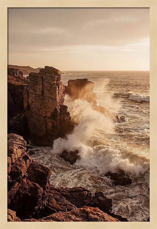 Waves Crashing Against Ancient Stone