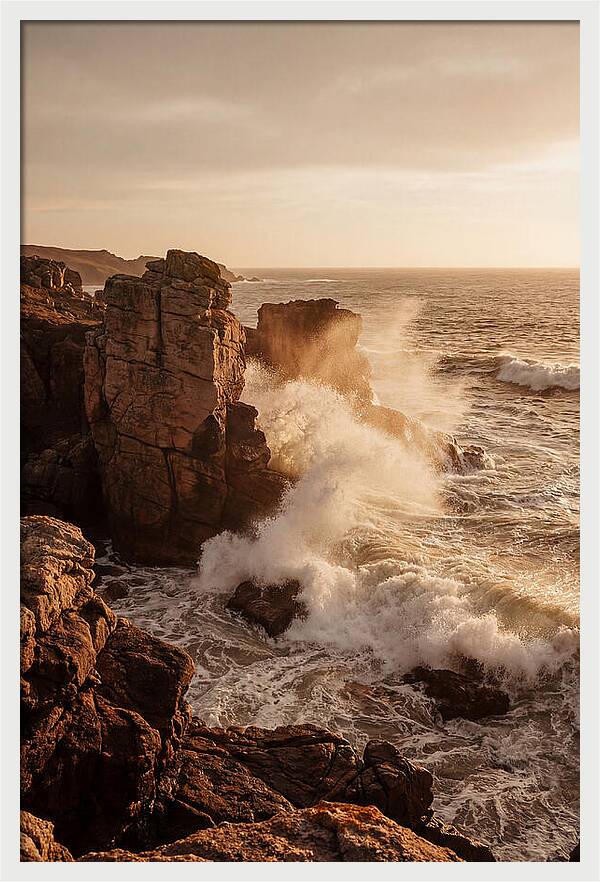 Waves Crashing Against Ancient Stone