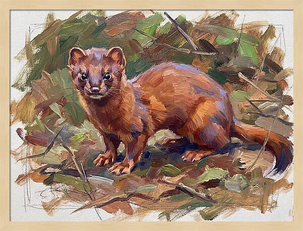 Weasel Among Leaves