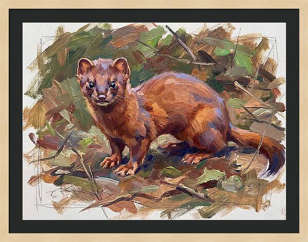 Weasel Among Leaves