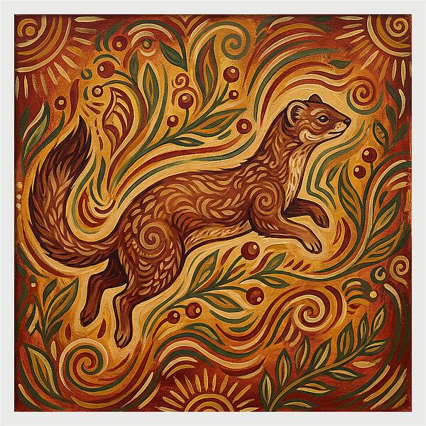 Weasel Among Vibrant Foliage