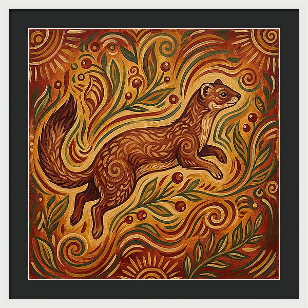 Weasel Among Vibrant Foliage