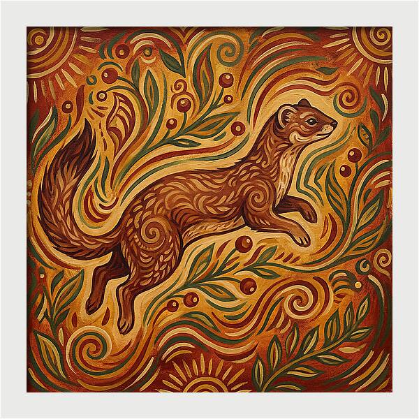 Weasel Among Vibrant Foliage