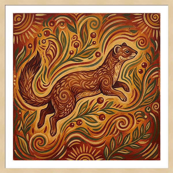 Weasel Among Vibrant Foliage