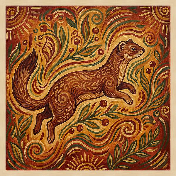 Weasel Among Vibrant Foliage