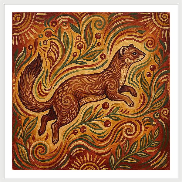 Weasel Among Vibrant Foliage
