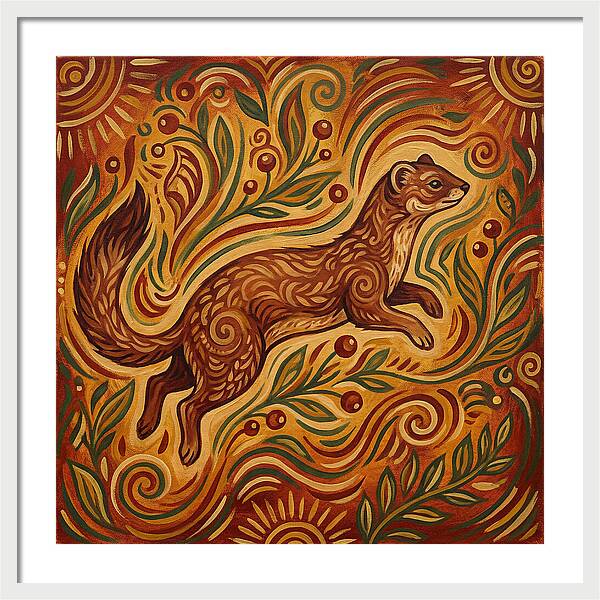 Weasel Among Vibrant Foliage