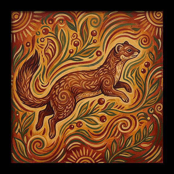 Weasel Among Vibrant Foliage