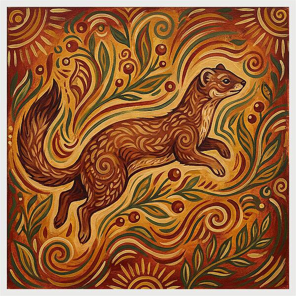 Weasel Among Vibrant Foliage