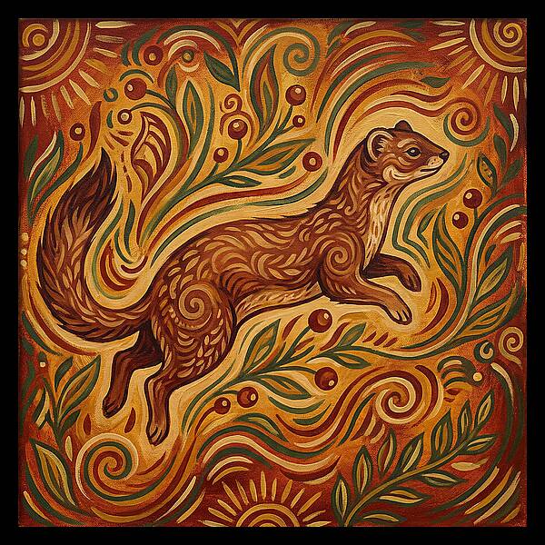Weasel Among Vibrant Foliage