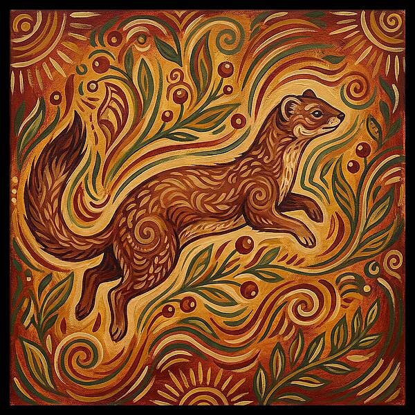 Weasel Among Vibrant Foliage