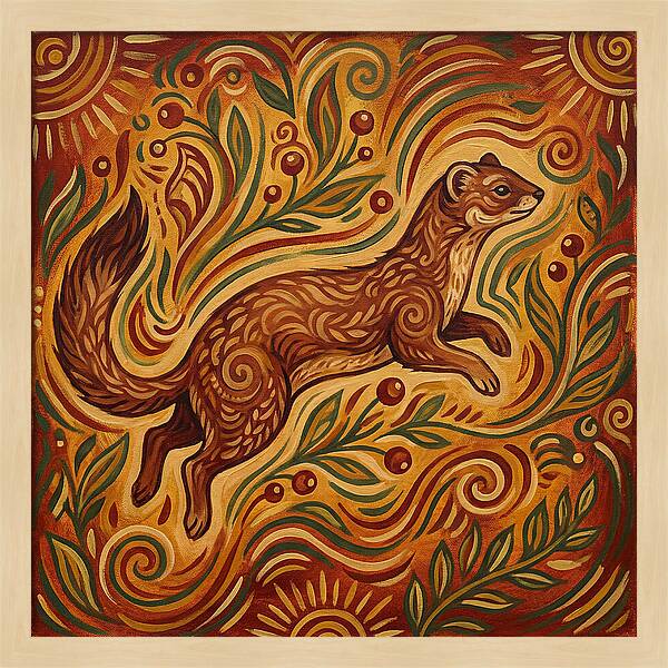 Weasel Among Vibrant Foliage