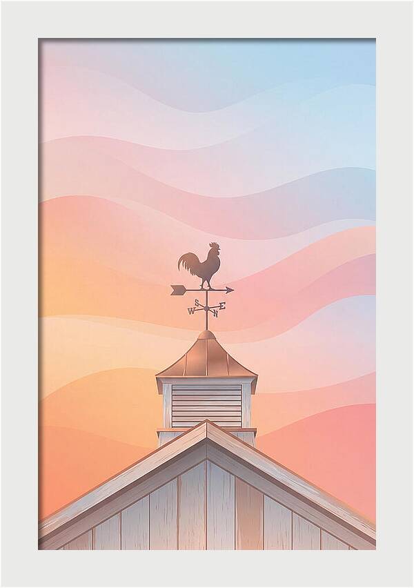 Weather Vane Rooster At Dusk