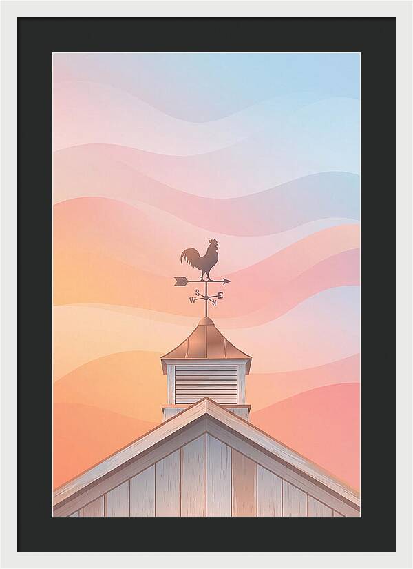 Weather Vane Rooster At Dusk
