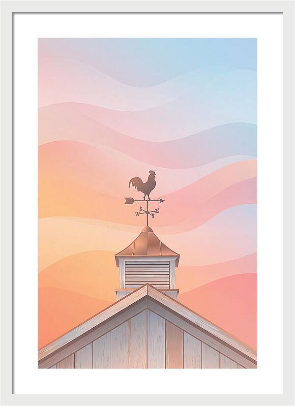 Weather Vane Rooster At Dusk
