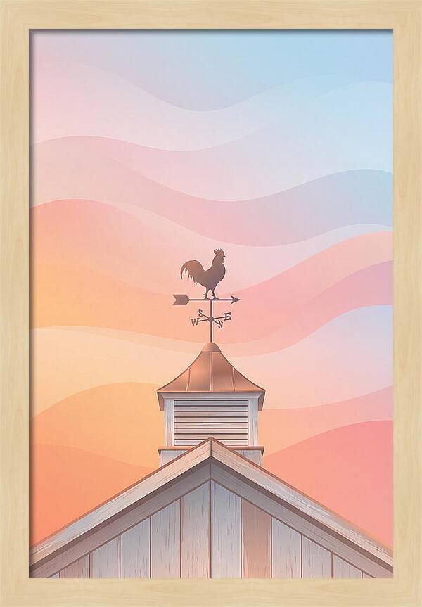 Weather Vane Rooster At Dusk