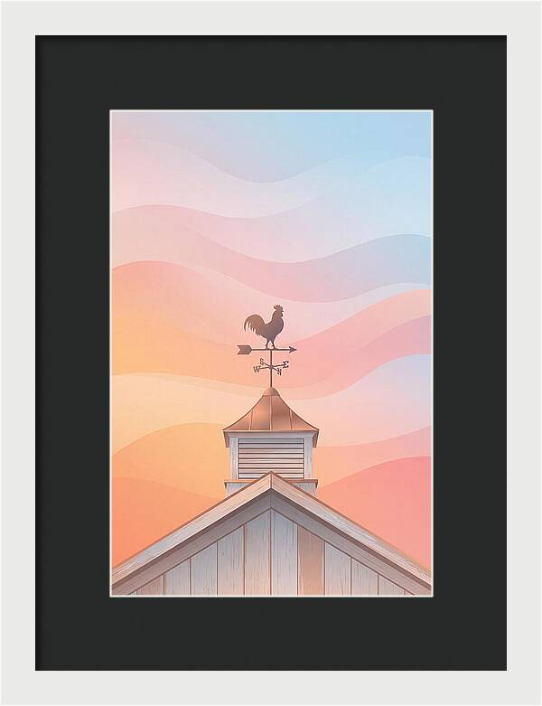 Weather Vane Rooster At Dusk