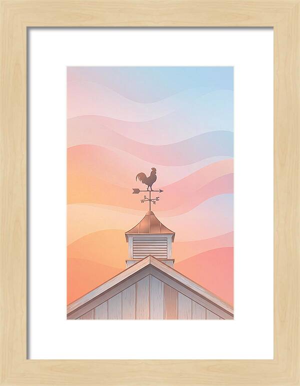 Weather Vane Rooster At Dusk
