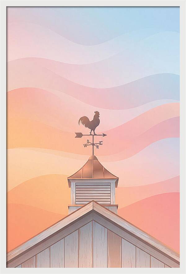 Weather Vane Rooster At Dusk