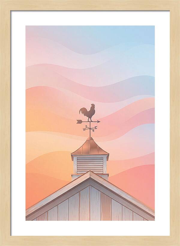 Weather Vane Rooster At Dusk