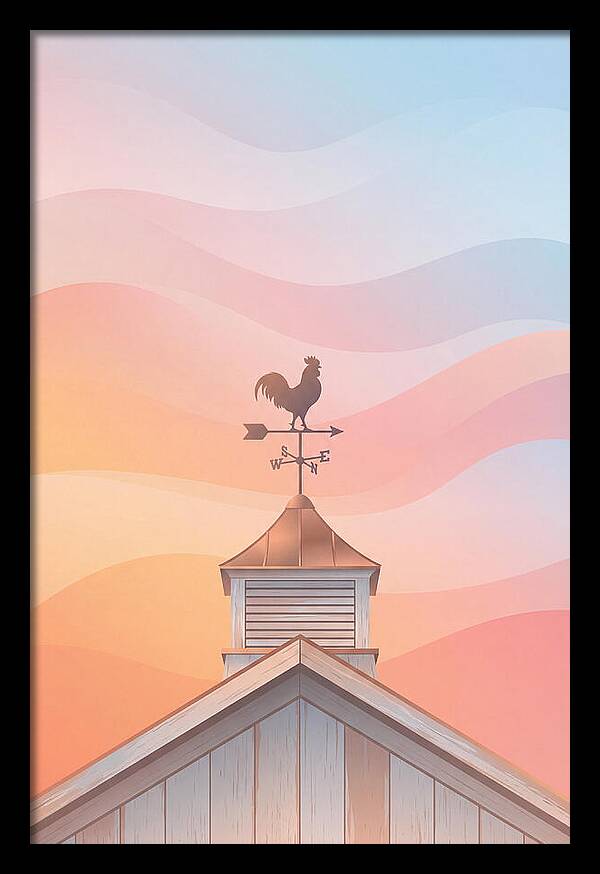 Weather Vane Rooster At Dusk