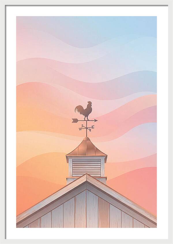 Weather Vane Rooster At Dusk