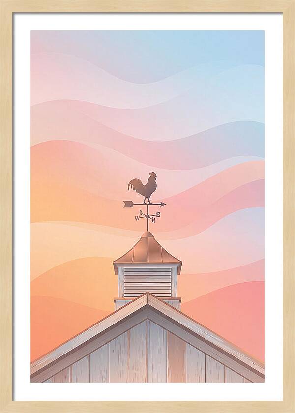 Weather Vane Rooster At Dusk