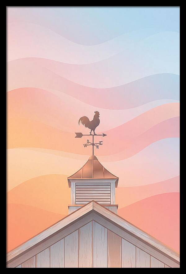 Weather Vane Rooster At Dusk