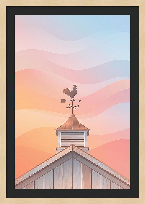Weather Vane Rooster At Dusk