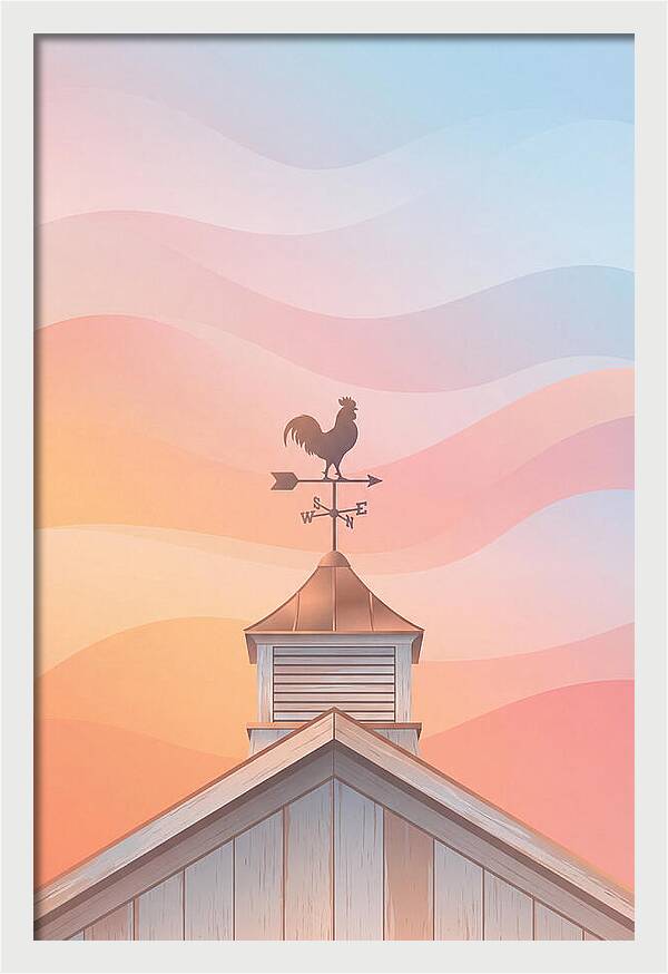 Weather Vane Rooster At Dusk