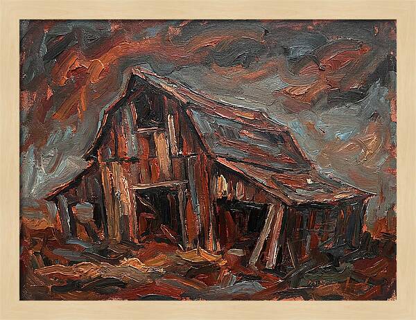 Weathered Barn In Expressionist Style