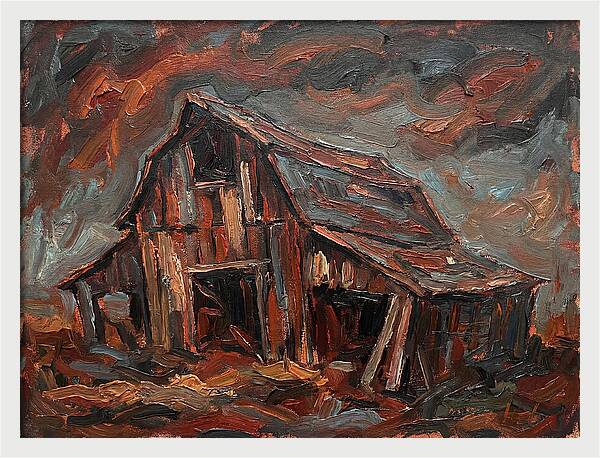 Weathered Barn In Expressionist Style