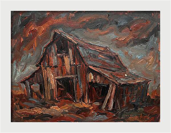 Weathered Barn In Expressionist Style