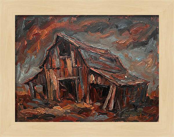 Weathered Barn In Expressionist Style