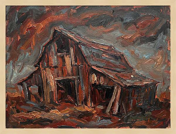 Weathered Barn In Expressionist Style