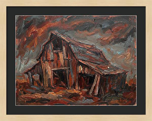 Weathered Barn In Expressionist Style